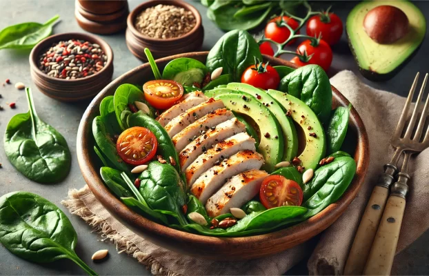 Ensalada Saludable de Pollo y Espinacas: Receta Rica en Proteínas y Nutrientes